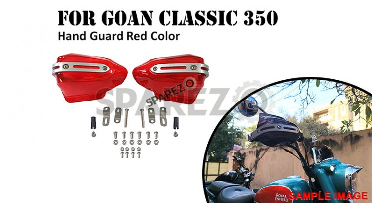 Fit For Royal Enfield Goan Classic 350 Tinted Red Color Hand Guard Kit - SPAREZO